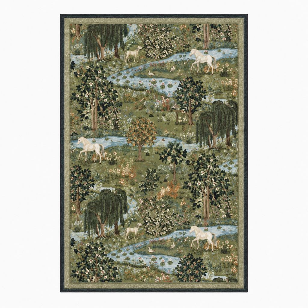 Tapis vert olive lavable en machine et antidérapant