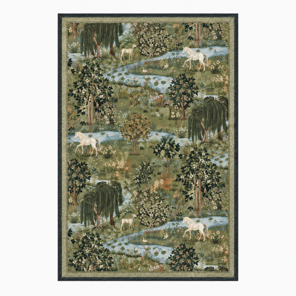 Tapis vert olive lavable en machine et antidérapant