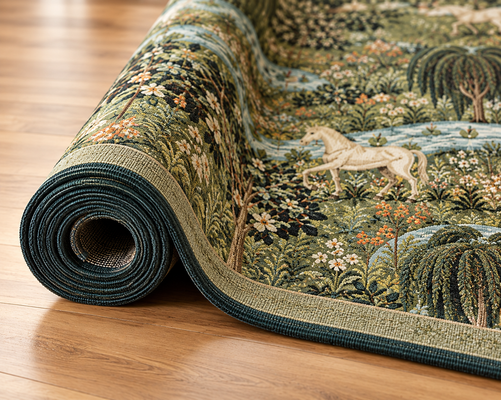 Tapis vert olive lavable en machine et antidérapant