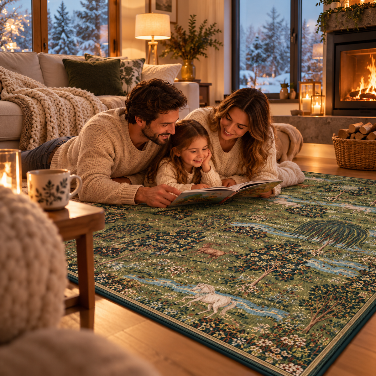 Tapis vert olive lavable en machine et antidérapant