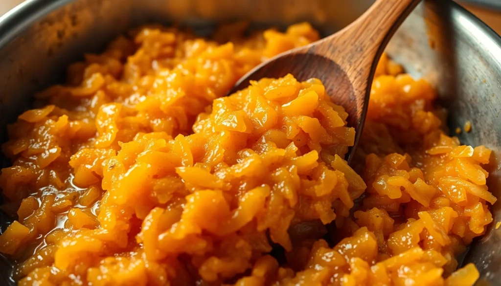 Authentic fried onion paste showcasing rich texture and vibrant golden color for culinary uses